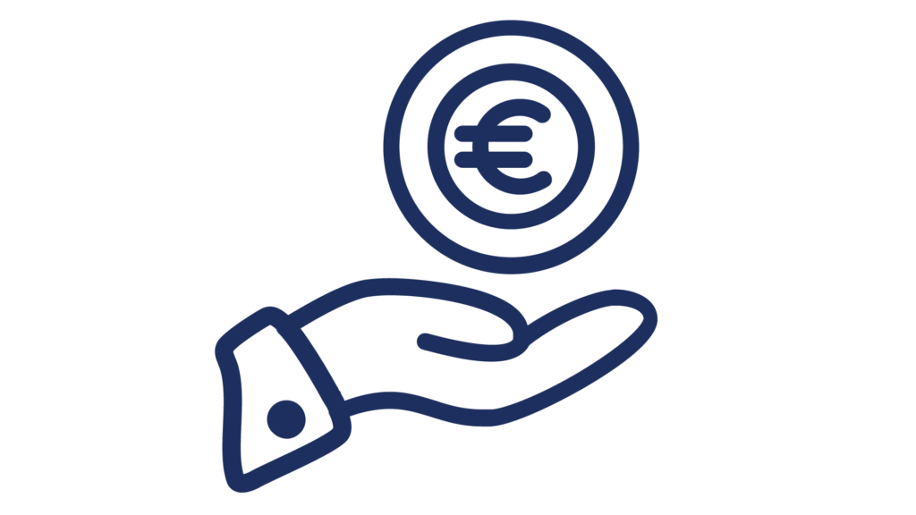 Hand mit Münze - Symbolgrafik